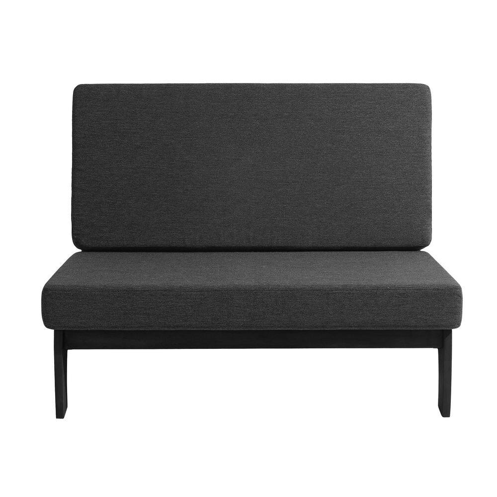 Black Solid Wood Frame Outdoor Loveseat Sofa with Removable Dark Gray Cushions price history on PriceWatchPro