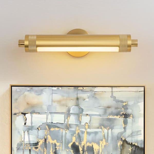 Byers 1-Light 18.5 in. Linear Modern Brushed Brass LED Wall Sconce with Rotatable Lighting Tube Shade, 3000K Warm Light