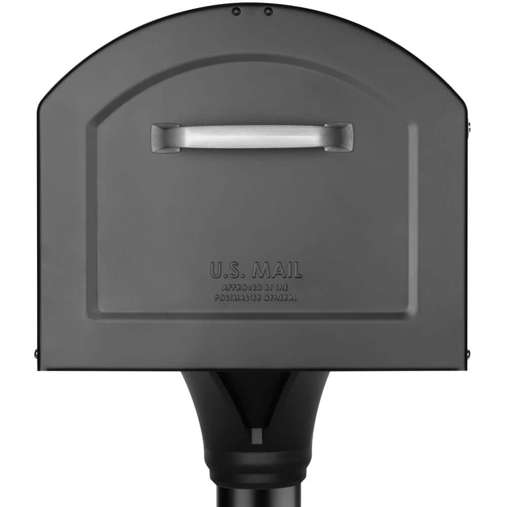 Centennial Extra Large Black Steel Mailbox with Decorative Post