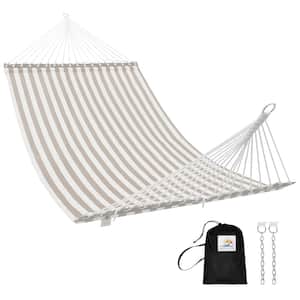 2-Person Outdoor Quick Dry Folding Portable Teslin Hammock in Off-white Stripes