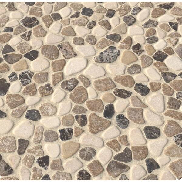 Mix Marble Pebbles 12 in. x 12 in. Textured Marble Mesh-Mounted Mosaic Floor and Wall Tile (0.9 sq. ft./Each)