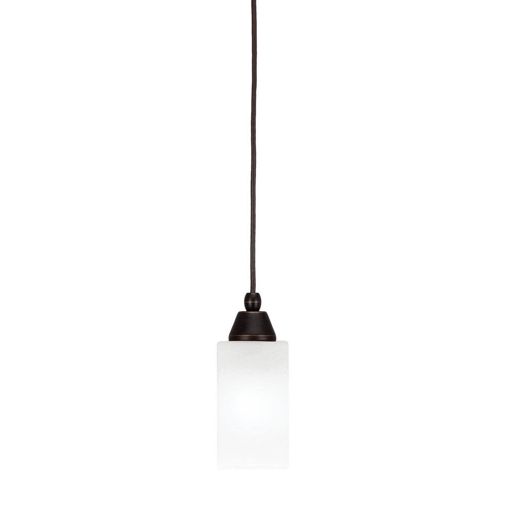Bryson 3.5 in. 1-Light Dark Granite Cord Pendant Light with 3.5 in. White M