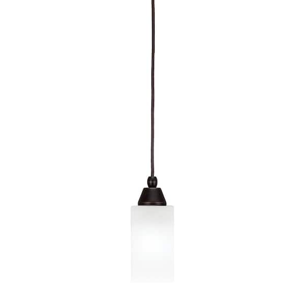 Unbranded Bryson 3.5 in. 1-Light Dark Granite Cord Pendant Light with 3.5 in. White Marble Glass Shade, no bulb included