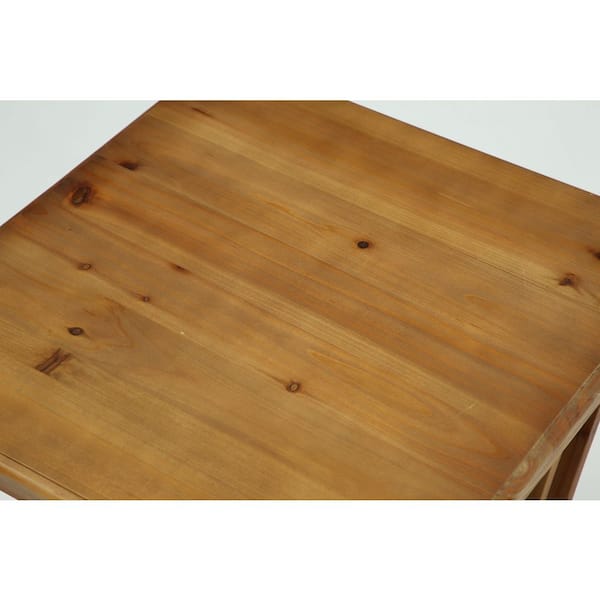 Calvin 19.69 in. Brown Square Solid Wood End Table with Open Shelves