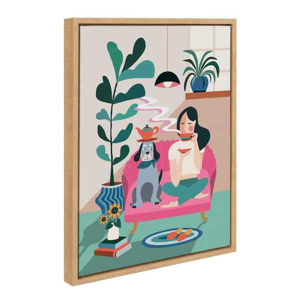 Sylvie "Mid Century Modern Tea Time" by Rachel Lee of My Dream Wall Natural Framed Art Print 18 in. x 24 in.