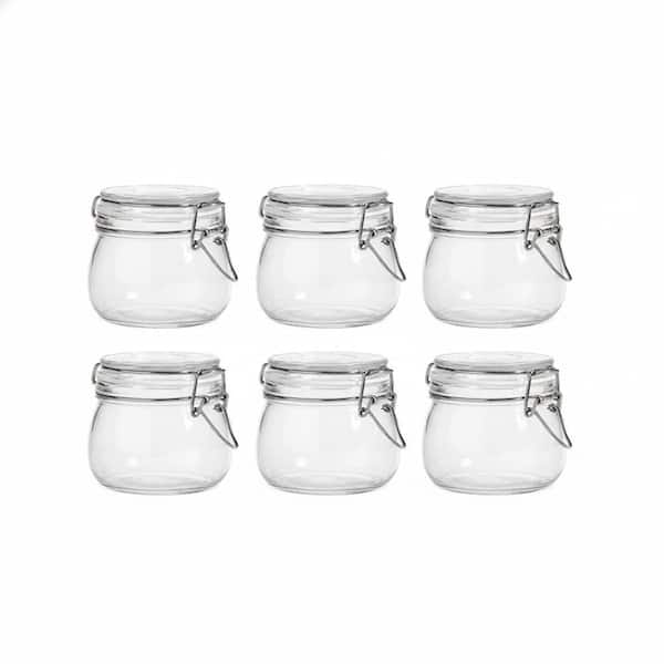 Airtight 6-Piece Glass Food Storage Jar Set with Locking Lids Clear Mason Canister for Preserving Pickling