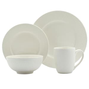 16-Piece Flore White Porcelain Dinnerware Set (Set of 4)