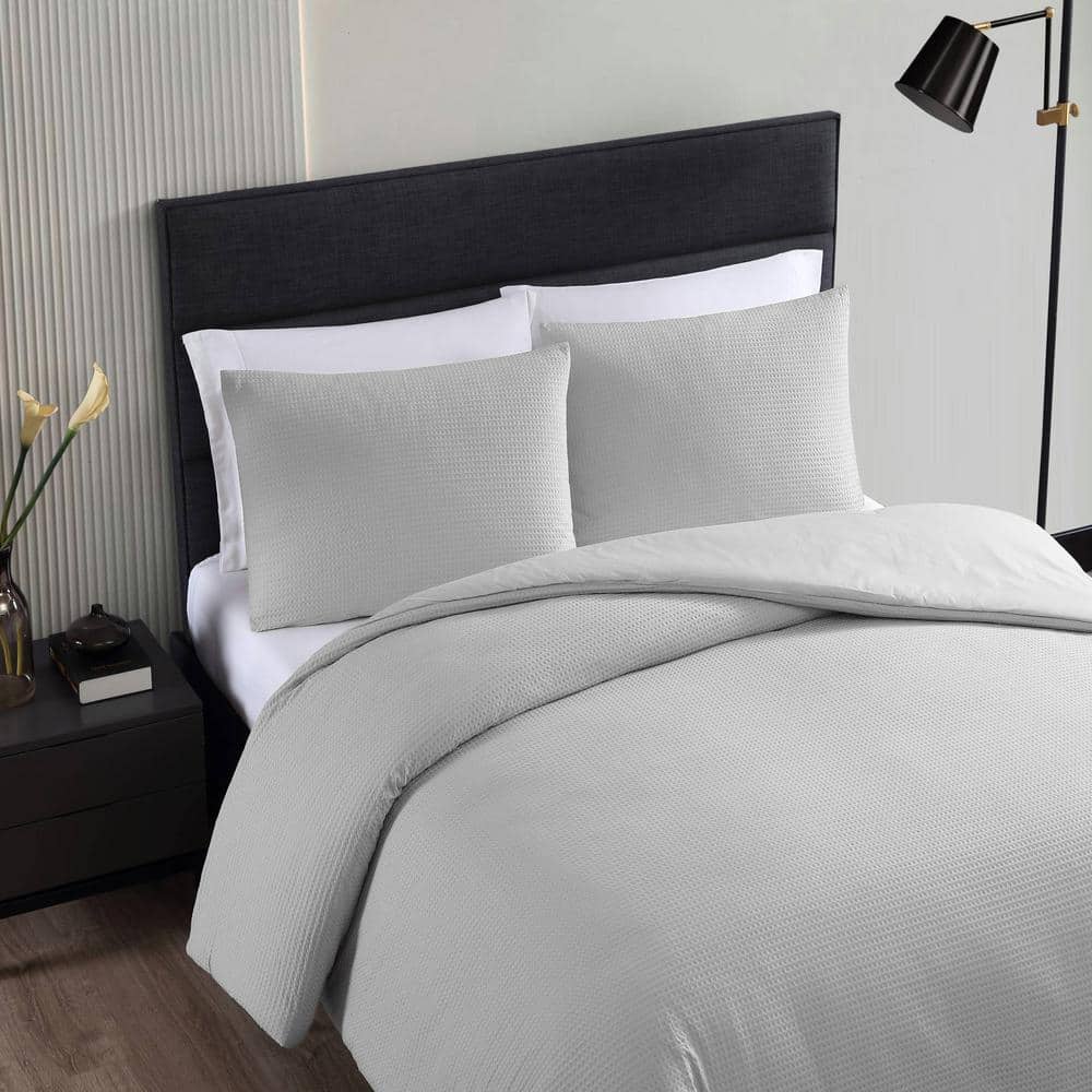 Moonlight Grey Cotton Queen Comforter Set with Reversible Shams