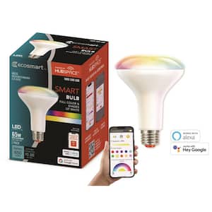 65-Watt Equivalent Smart BR30 Color Changing CEC LED Light Bulb with Voice Control (1-Bulb) Powered by Hubspace