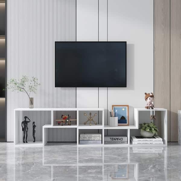 TV Cabinet, TV Console Unit W/ Foldable Linen Drawers, TV Stand Maple Colour