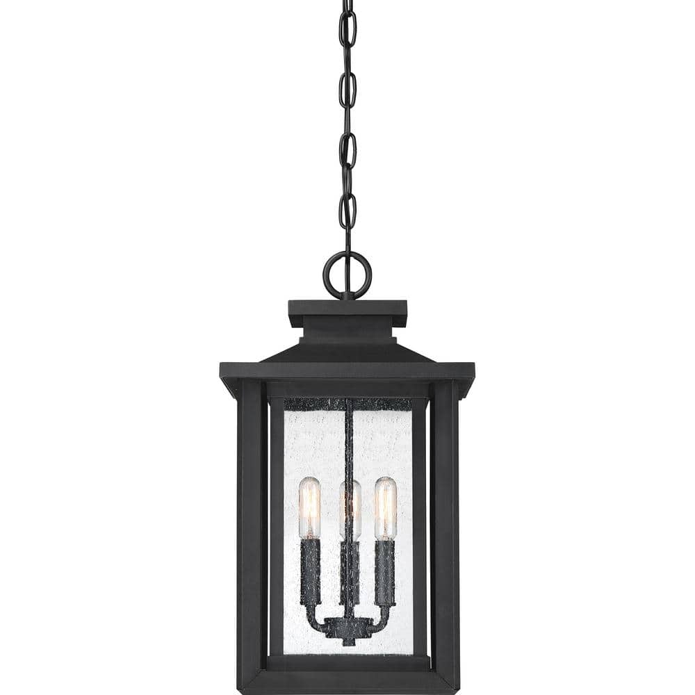 Wakefield Earth Black Glass 3-Light Outdoor Pendant