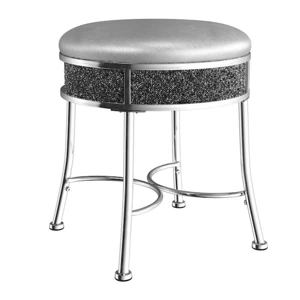 Hillsdale Furniture Roma 16 in. x 18 in. Backless Vanity Stool in Chrome