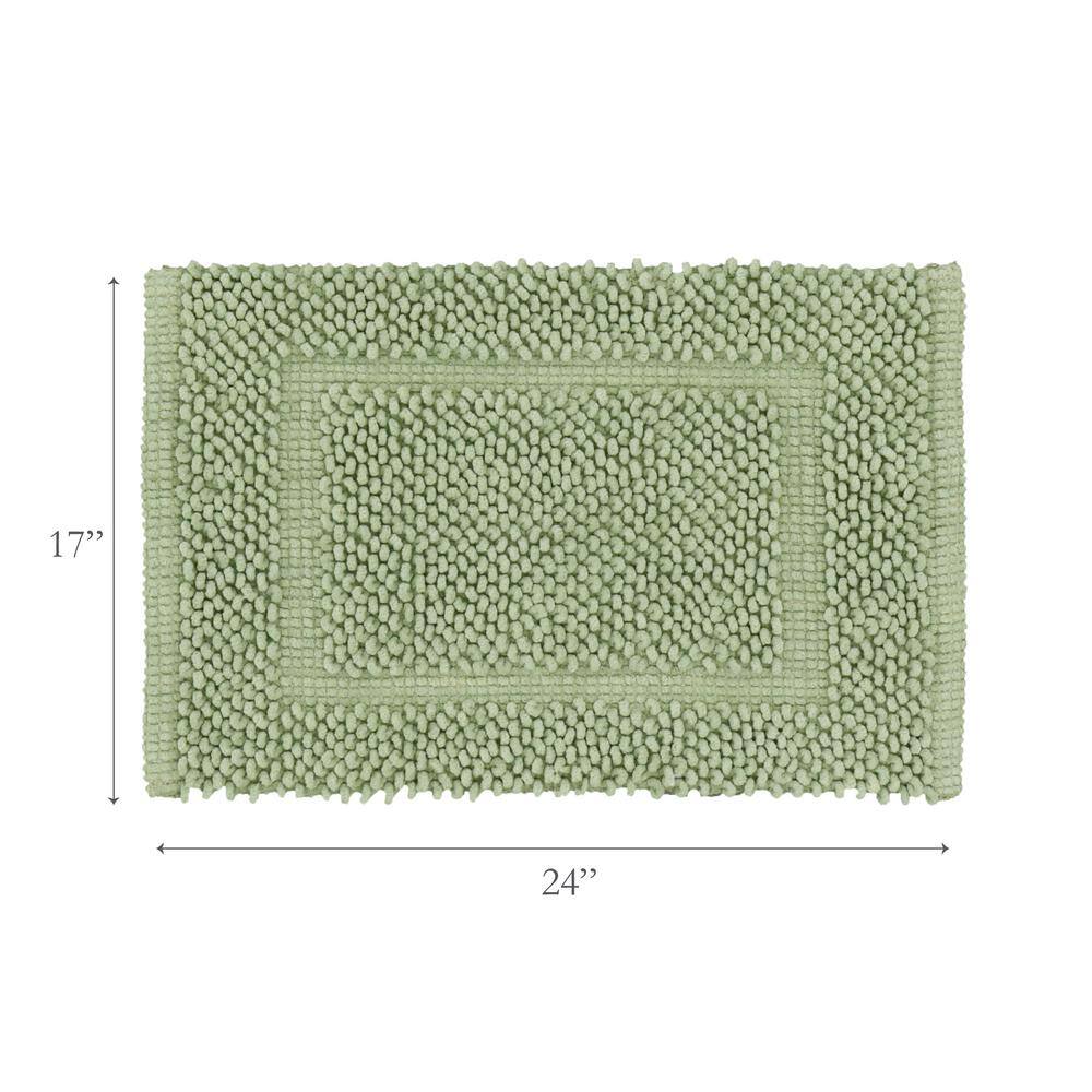 Sage Green Cotton Chenille Non-Slip Bath Mat 17" x 24"