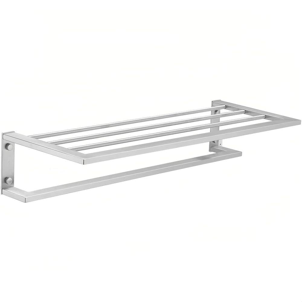24 in. Single Towel Rack with Shelf in Brushed Nickel price history on PriceWatchPro