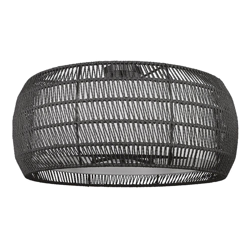 Everly 6-Light Semi-Flush in Matte Black with Modern Black Rattan