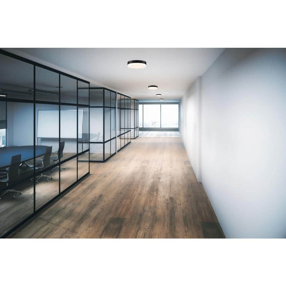 Roma Matte Black and Opal Glass LED Flush Mount Light