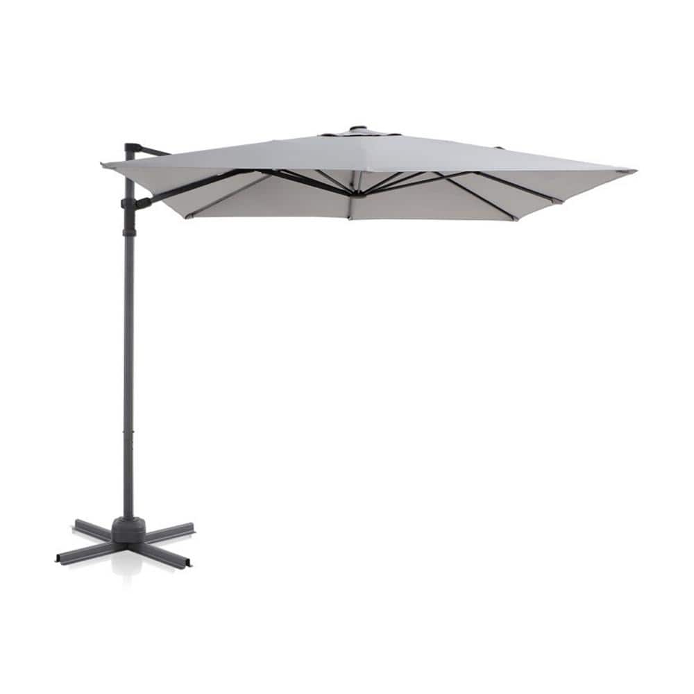 8 Cantilever Patio Umbrella, Outdoor Offset Umbrella with Crank & Cross Base & 360 Degree Rotation Dark Grey GM-LH-223 - The Home