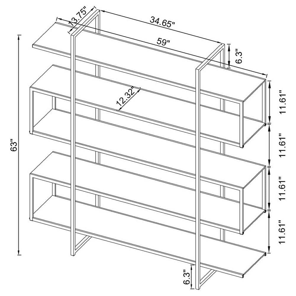 Chrome and Clear Glass 5-Tier Modern Bookcase