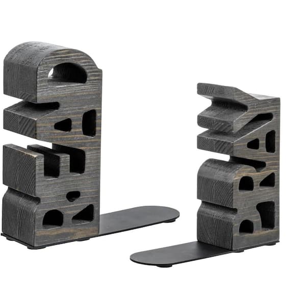 Unbranded 6.2"L x 2.0"W x 6.3"H Decorative 2-Piece Vintage Weathered Gray Wood Bookends, "Read and Pray" Carved Block Letters Set