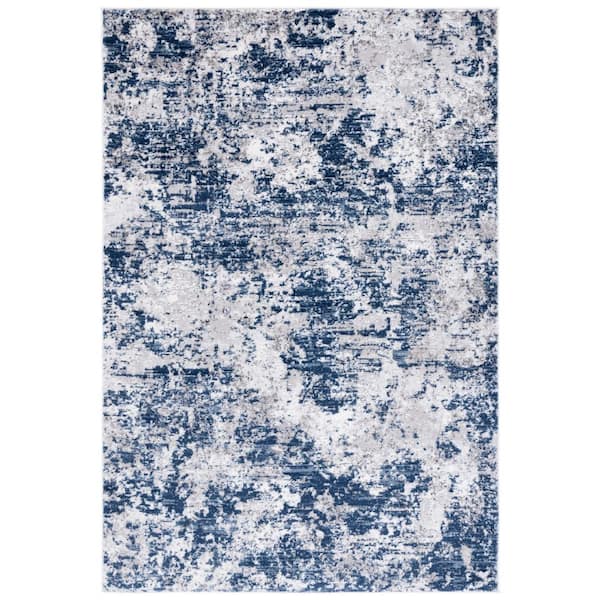 Amelia 8 ft. x 10 ft. Ivory/Navy Distressed Abstract Area Rug