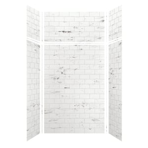 Saramar 48 in. W x 96 in. H x 36 in. D 6-Piece Glue to Wall Alcove Shower Wall Kit with Extension in. White Venito