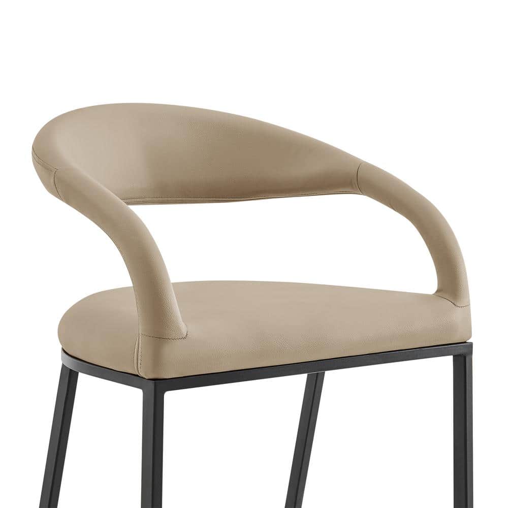Ramona 26" Beige Faux Leather and Black Metal Counter Stool