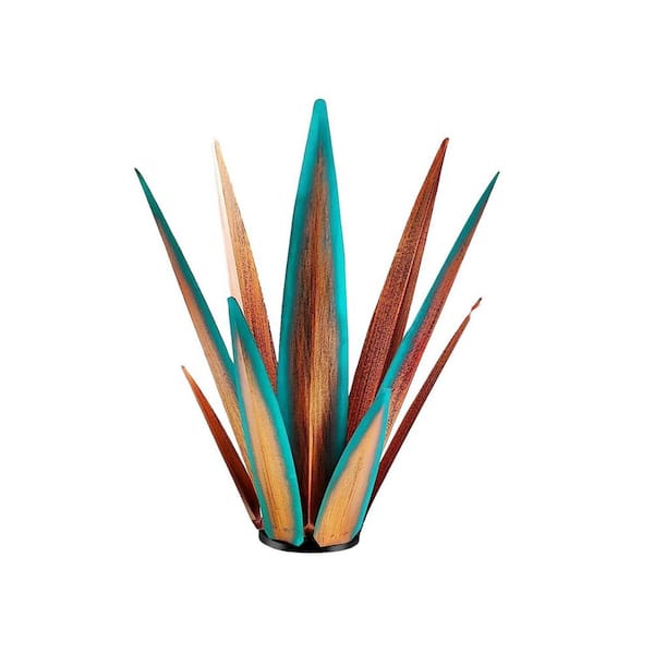 Large Green-L Solar Light Rustic Agave Sculpture-Hand Painted