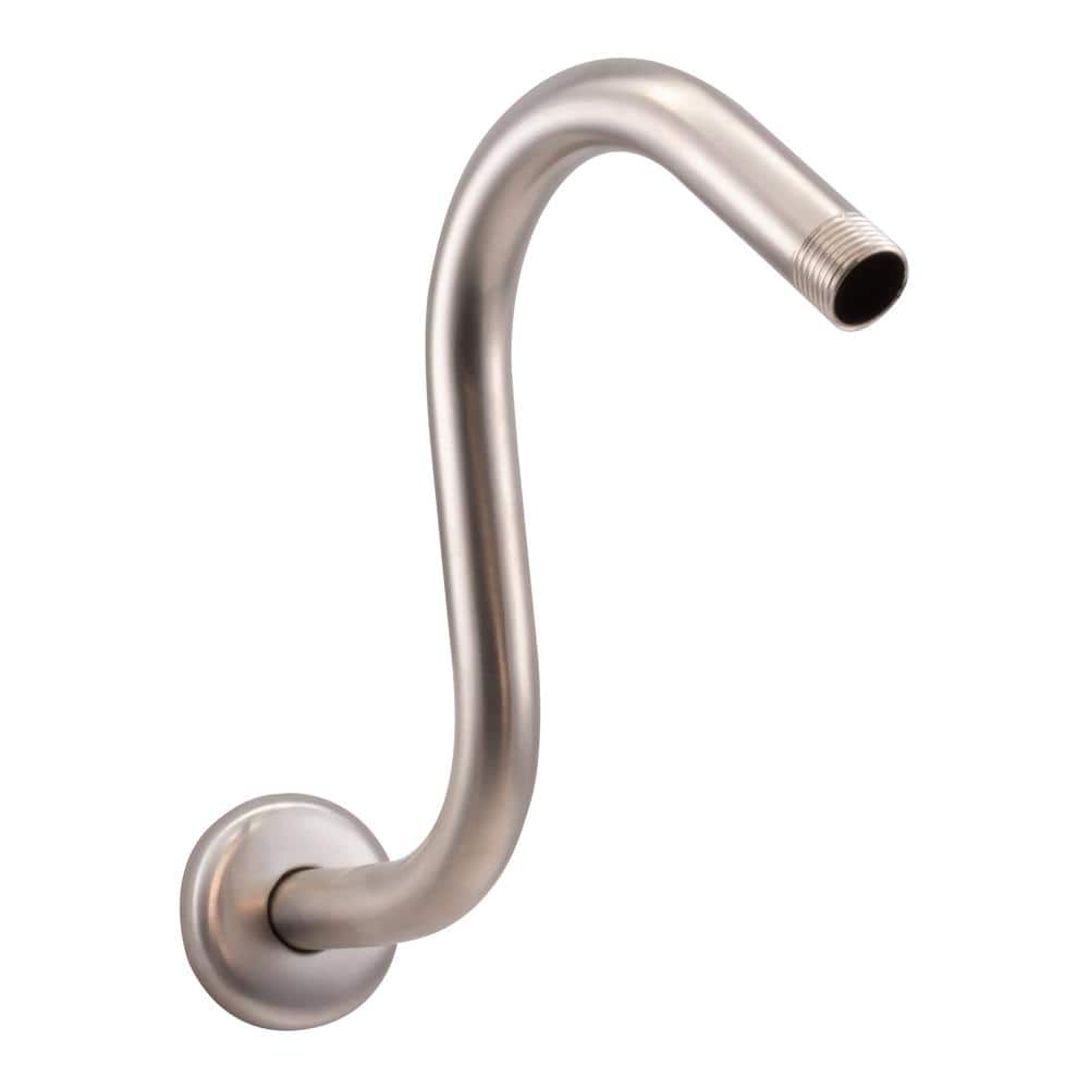 8" Satin Nickel S-Shaped Wall Mount Shower Arm