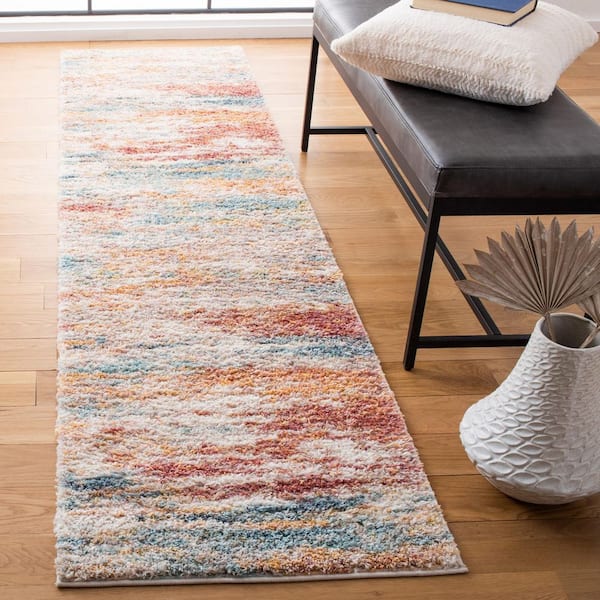 Calista 2 ft. x 7 ft. Beige/Aqua Abstract Multicolor Runner Rug