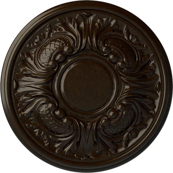 Ekena Millwork 11-3/4 in. x 1-1/4 in. Wakefield Urethane Ceiling Medallion (Fits Canopies upto 3-5/8 in.), Hand-Painted Bronze