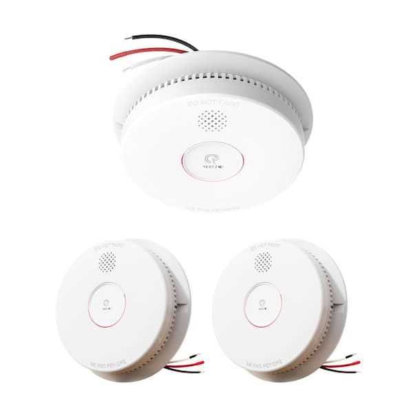 Hard Wired Inter Connected Smoke Detector, AC Smoke Alarm with DC 9V Backup Battery, ETL-9th Listed Fire Alarm, 2-Packs