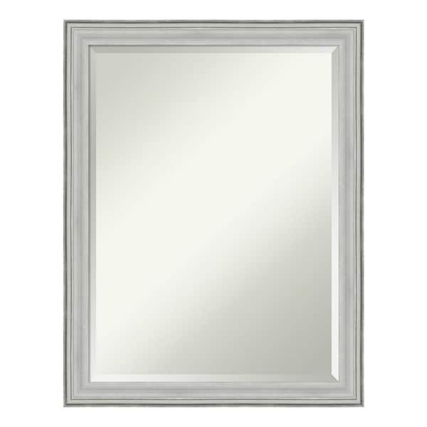 Amanti Art Bel Volto Silver 21 in. x 27 in. Beveled Rectangle Wood Framed Bathroom Wall Mirror in Silver