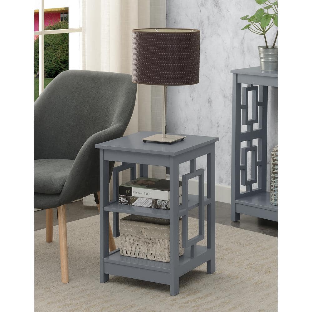 Gray MDF 24" End Table with Shelves