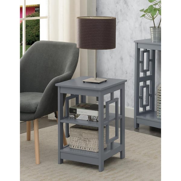 Convenience Concepts Town Square 17.5 in. Gray 23.5 in. Square MDF End Table Shelves