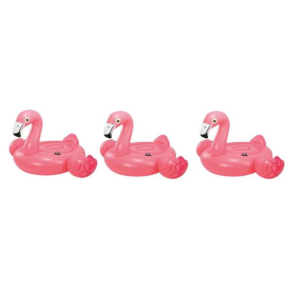 Intex Giant 86 in. Inflatable Ride-On Mega Flamingo Island Pool Float (3-Pack)