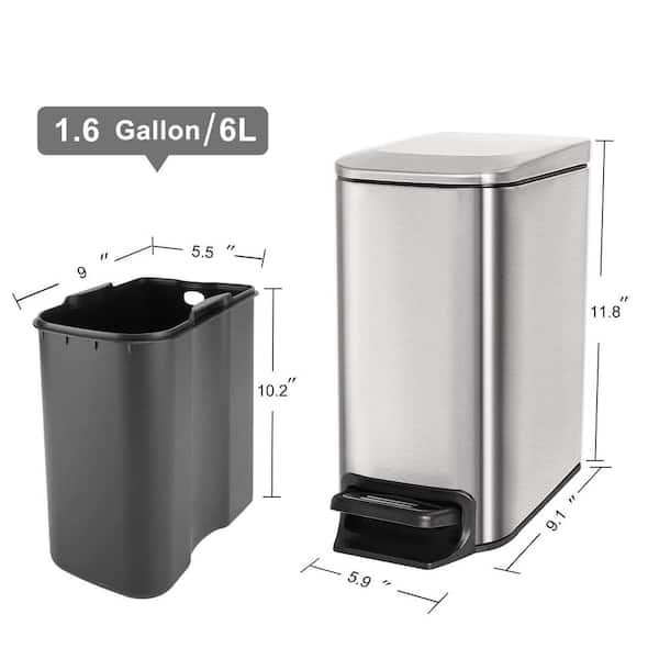 Waste garbage can with lid - 6 l - gray