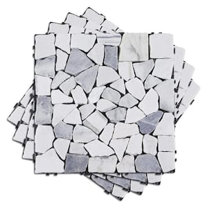 1 ft. x 1 ft. Natural Real Stone Interlocking Indoor Outdoor Floor Deck Tiles in Sliced Gray and White (4 Per Case)