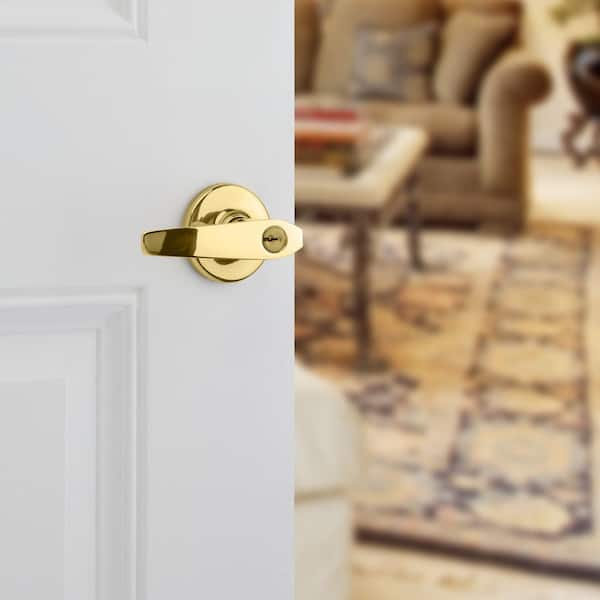 Kwikset Delta Polished Brass Keyed Entry Door Handle with Pin