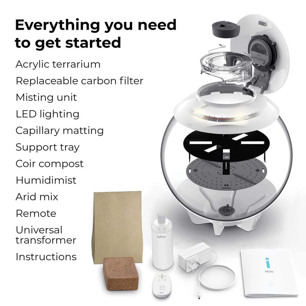 White Acrylic Desktop Terrarium Bowl with Automated Features