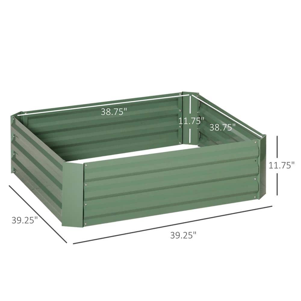 Green Galvanized Steel Raised Garden Bed Set for Vegetables and Flowers
