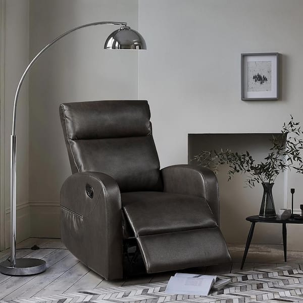 Lazzara Glendale Espresso Faux Leather Manual Recliner 9147PUE-1