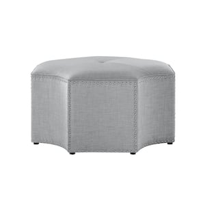 Joziah Grey Linen Cocktail Ottoman with Upholstered