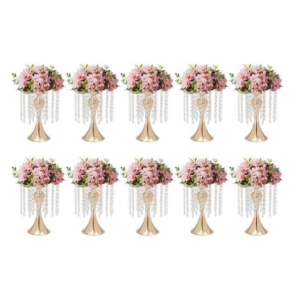 YIYIBYUS 10-Piece 10.2 in. Tall Wedding Centerpieces Flower Vases 
