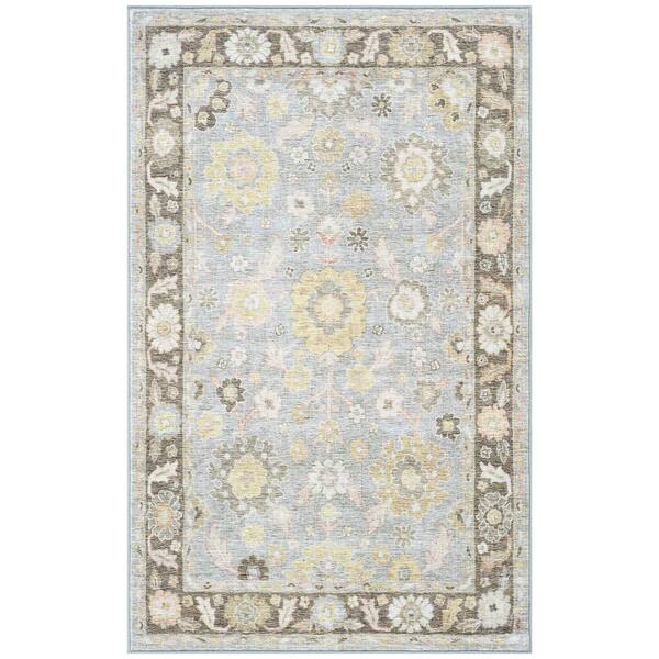 Smart Wash Aura Sky 5 ft. x 7 ft. Oriental Machine Washable Indoor Area Rug
