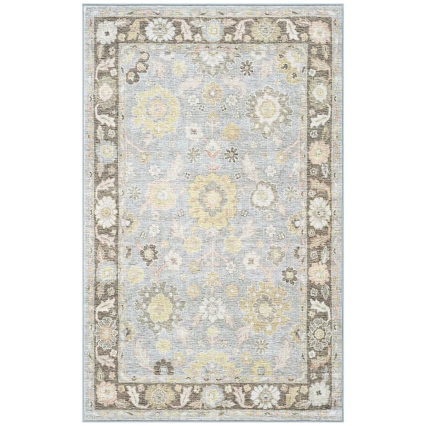 Smart Wash Aura Sky 5 ft. x 7 ft. Oriental Machine Washable Indoor Area Rug