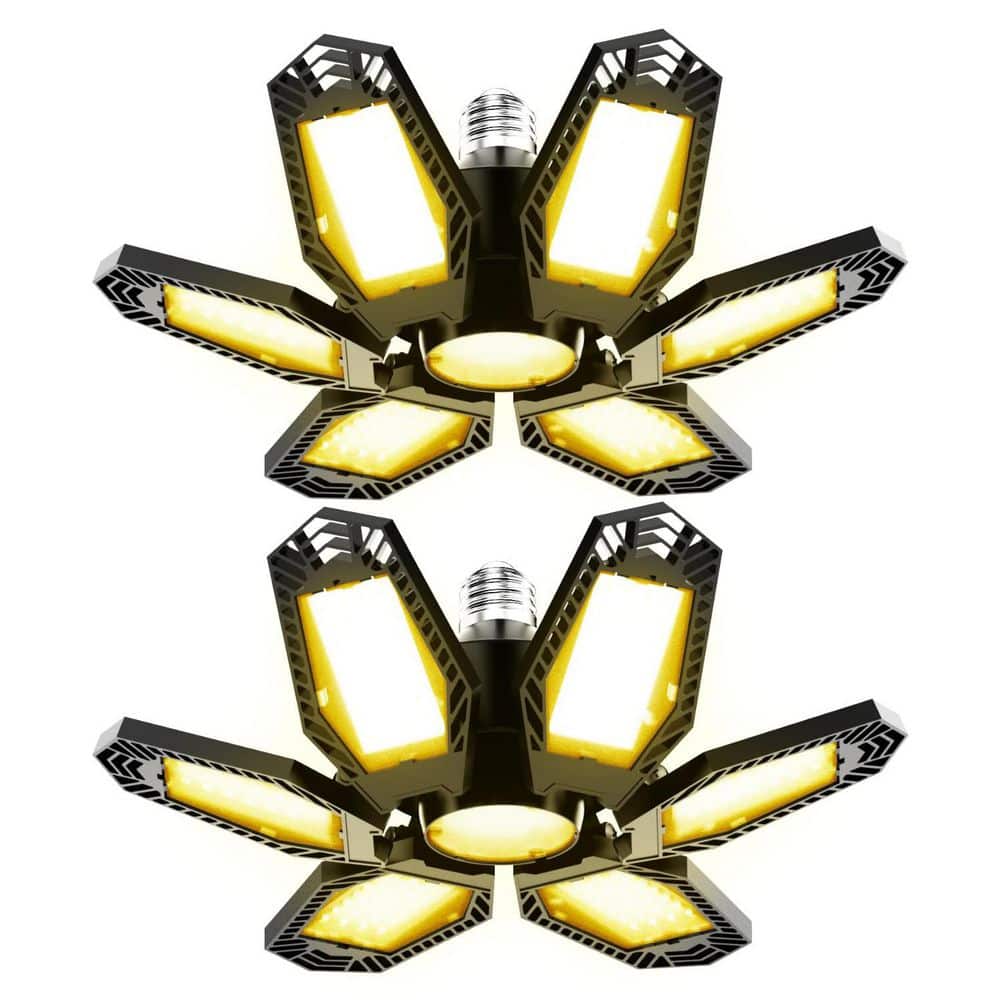 LED Garage Lights 6+1 Panels 150W 15000LM 3000K Warm Light Adjustable Shop Light (2Pack) for Basement Workshop Warehouse price history on PriceWatchPro