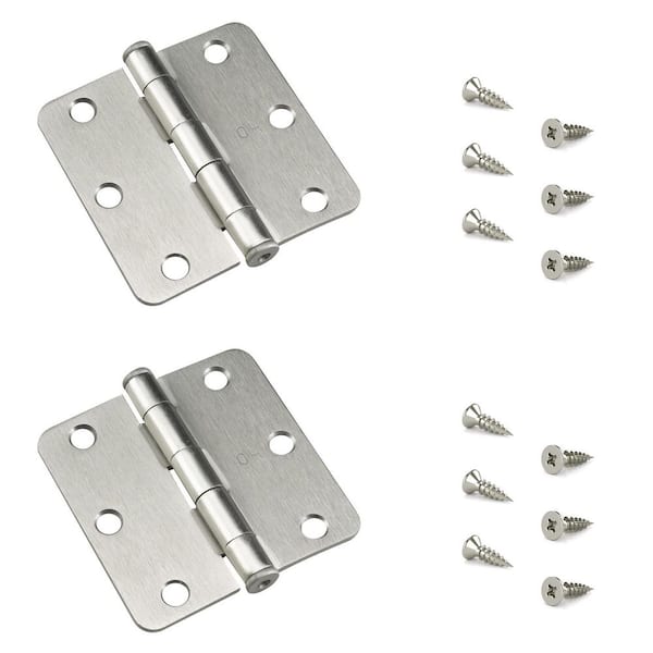 3 in. x 3 in. Brushed Nickel Full Mortise Butt Hinge with Removable Pin (2-Pack)