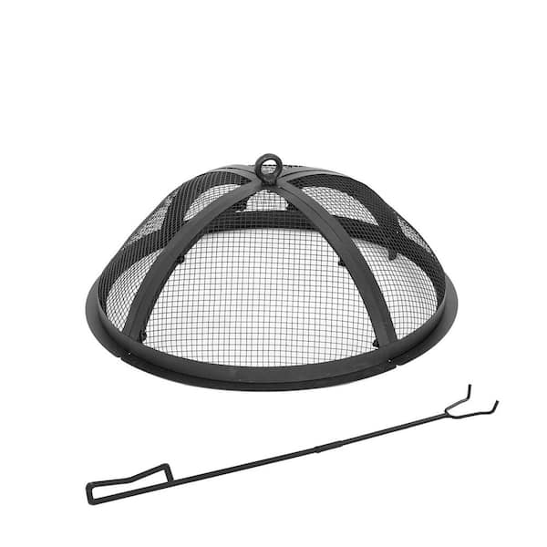 BLUE SKY OUTDOOR LIVING The Peak 18 in. Steel Round Domed Spark Screen and Screen Lift for Patio Fire Pit