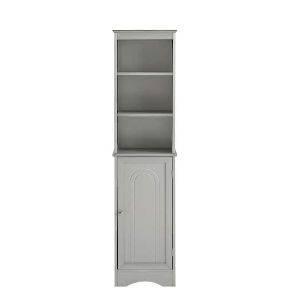 Unbranded 15 in. W x 11.8 in. D x 59.8 in. H Gray MDF Freestanding Linen Cabinet with Adjustable Shelves