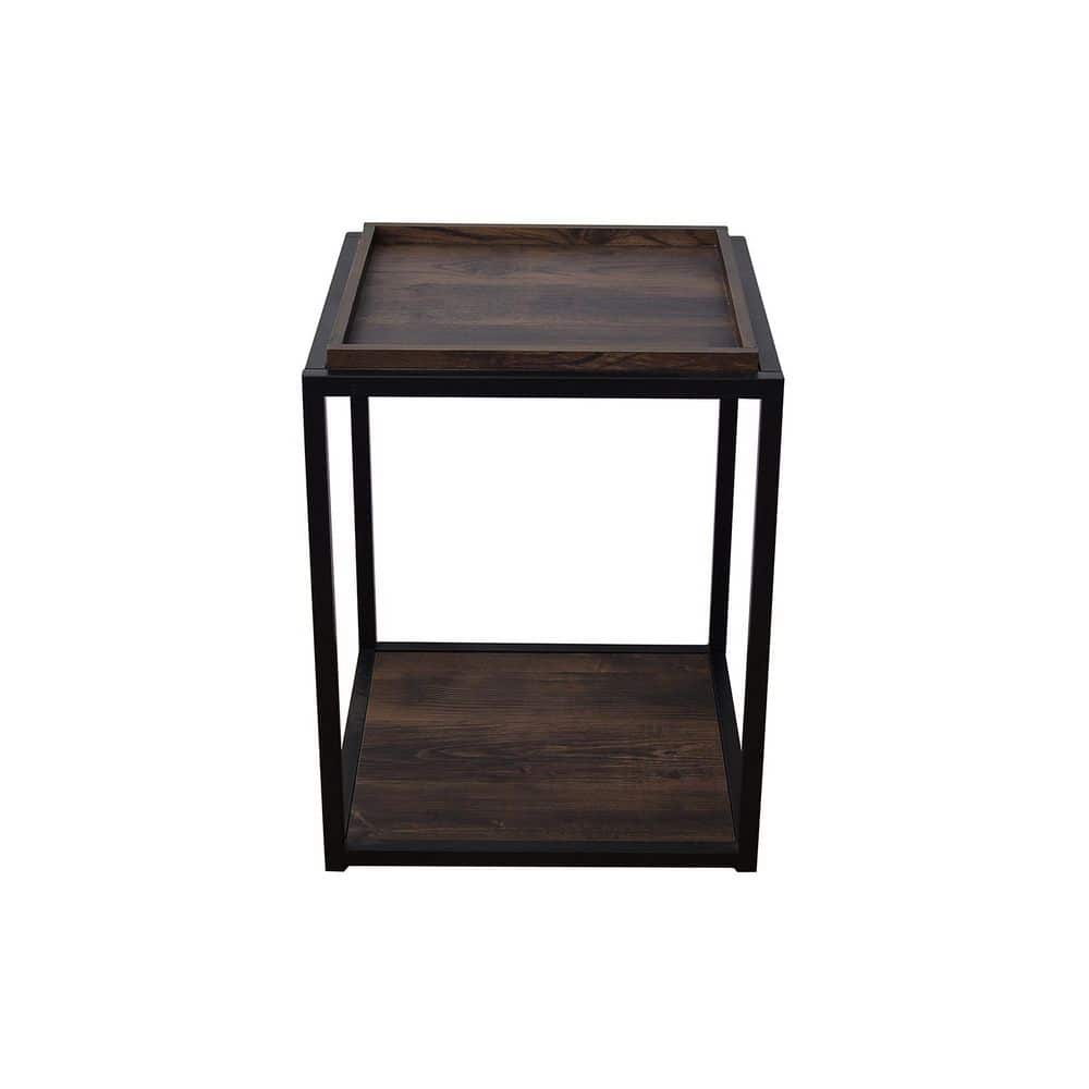 Nathan James Nash 22 in. Nutmeg Matte Black Accent End Table or Modern